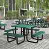 Flash Furniture Creekside 46 in Square Outdoor Picnic Table, Green Top/Seat, Black Frame, Mesh Metal Top SLF-EMS-46-GN-GG